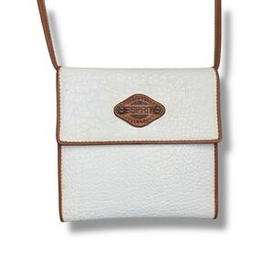 Esprit Vintage Bag Crossbody Wallet‎ 90s Y2K Pebbled White Faux Leather Small